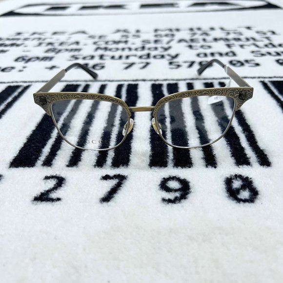 Gucci Gold 3D Tiger Head Logo Engraved Metal Frame Eyeglasses - Picture 2 of 10